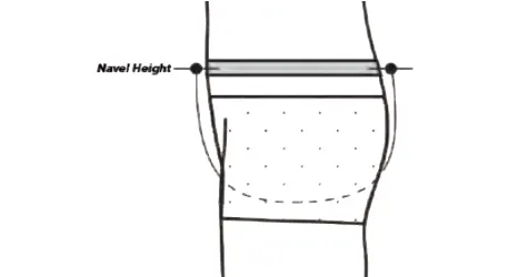 How to measure navel through crotch to navel